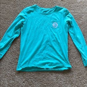 Mint green and pink vineyard vines shirt